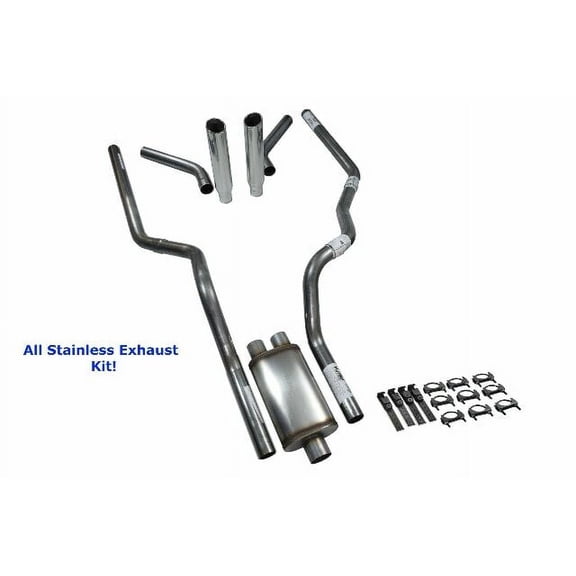 All-Stainless Dual Exhaust Ford F150 15-20 Jones Full Boar Corner R Tip