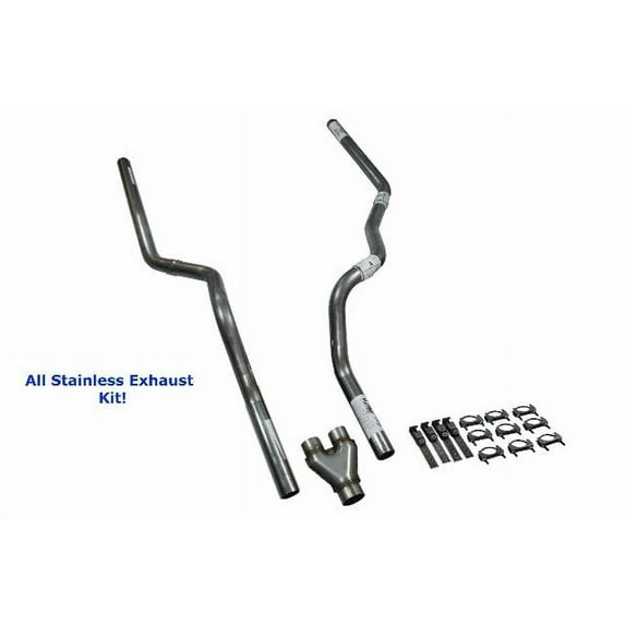 All-Stainless Dual Exhaust Kit Chevy GMC 1500 15-18 Y Pipe Rear Exit