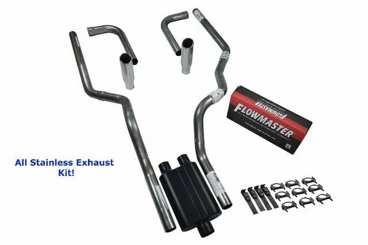 Flowmaster Super 44 Dual Exhaust Kit For Chevy GMC 1500 2015-2018 - 2.5in Black Tips
