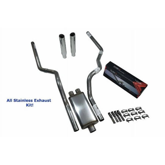 All-Stainless Dual Exhaust Kit Dodge Ram 1500 04-08 Flow II Rolled Tip
