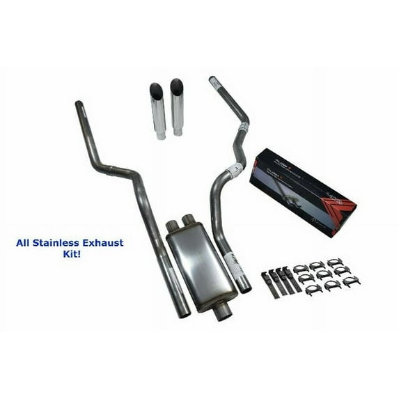 All-Stainless Dual Exhaust Kit Dodge Ram 1500 09-18 Flow II Slash Tip