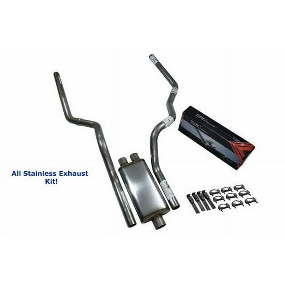 All-Stainless Dual Exhaust Kit Ford F-150 98-03 Flow II Rear Exit Mandrel Bend