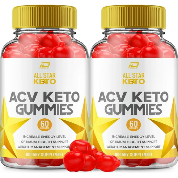 All Star ACV Gummies Supplement AllStar ACV Gummy Apple Cider Vinegar 1000MG, 2 Pack, 120 Gummies
