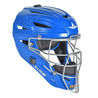 All Star Adult System Seven Baseball Softball Catchers Helmet, Royal