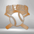thumbnail image 1 of All Star Baseball Fan Steel Sign Laser Cut Powder Coated Home & Office Metal Wall Decor Multiple Sizes & Colors, 1 of 5
