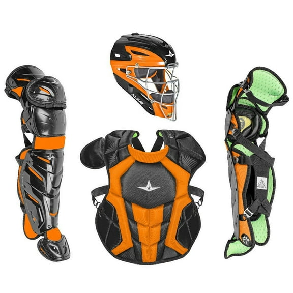 All Star Intermediate System7 Axis Elite Travel Team Catcher's Set Black/Orange