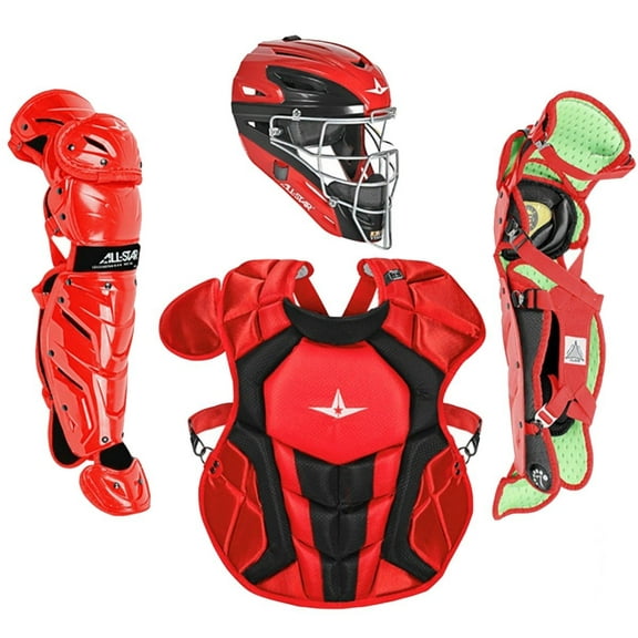 All Star Intermediate System7 Axis Elite Travel Team Catcher's Set Scarlet/Black
