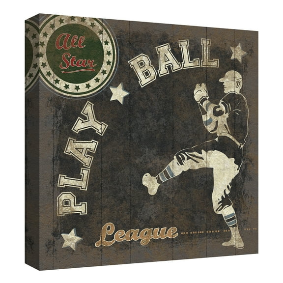 All Star League by The Vintage Collection Baseball Canvas Art