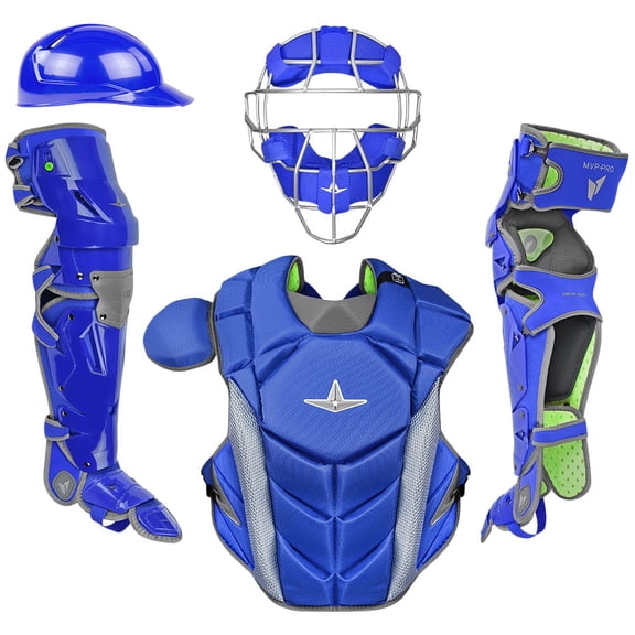 All Star MVP Pro Tradition Adult Catcher's Set Royal/Grey Large