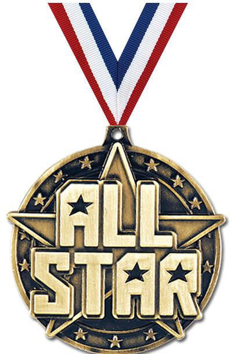 All Star Medals, 2" Gold Diecast All Star Medal Award 50 Pack
