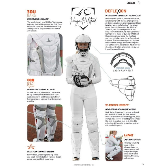 All Star PHX Paige Halstead Fastpitch Softball Catchers Set (Medium) White Medium
