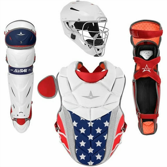 All Star Phx Paige Halstead Fastpitch Softball Catchers Set (Large) White/Royal