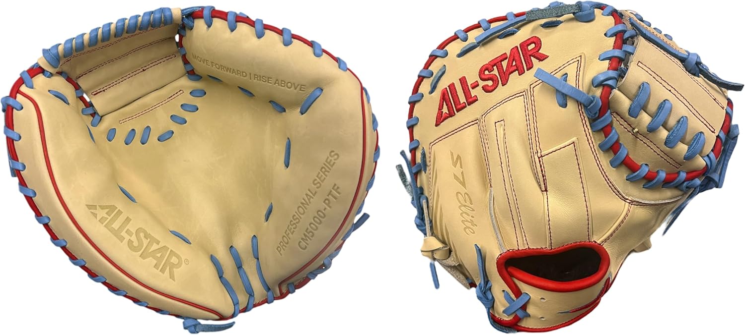 All Star S7 Elite 33A Baseball Catcheratms Glove 2-Piece Closed Tan/Blue 33 Right Hand