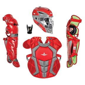 All-Star Sports S7 Axis Ages 9-12 Protective Baseball Catchers Gear, Red