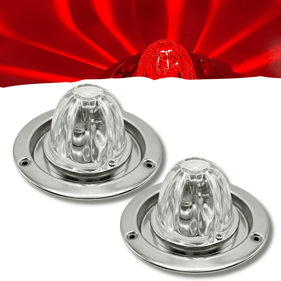 All Star Truck Parts 2X Red Clear Lens Watermelon Lights Kit LED Stop Turn