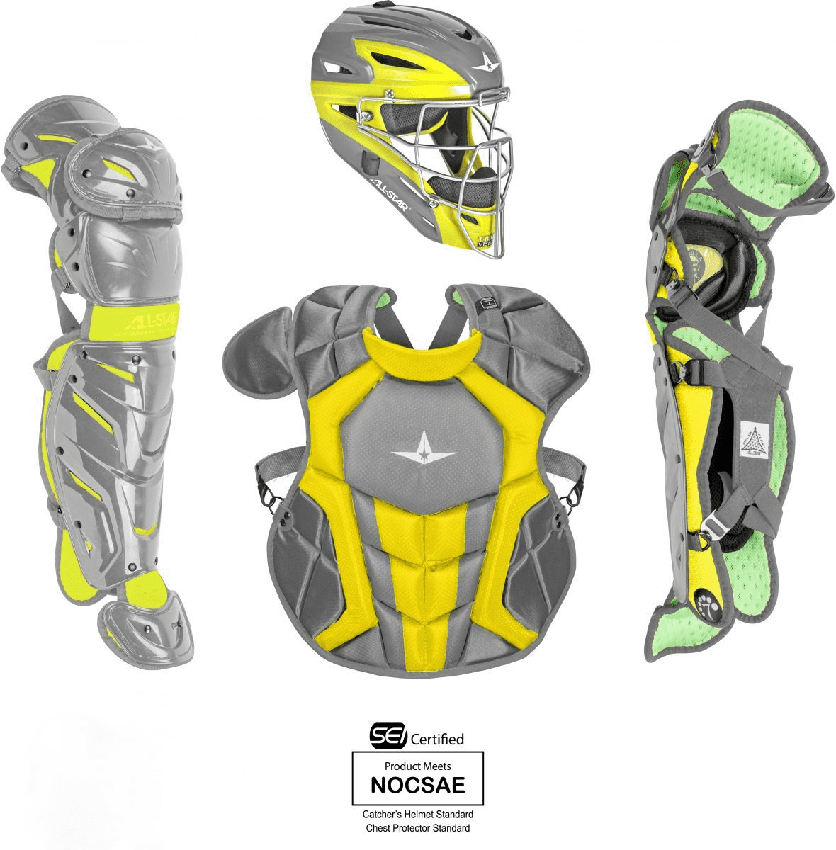 Pack All-Star System7 Axis Travel Team NOCSAE – Attrape Intermédiaire Vert/or