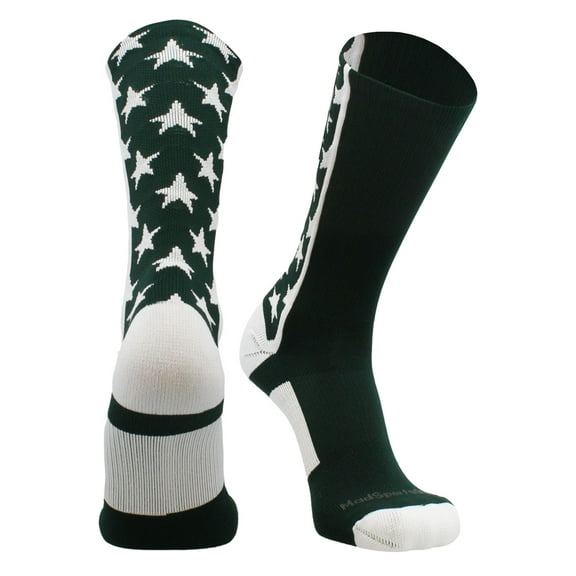 All Stars Crew Socks (Dark Green/White, Large)