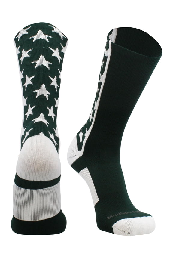 All Stars Crew Socks (Dark Green/White, Medium)