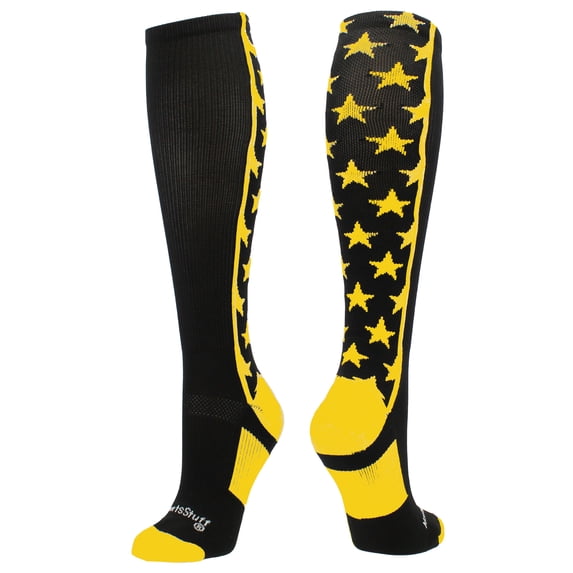 All Stars Over the Calf Socks (Black/Gold, Large)