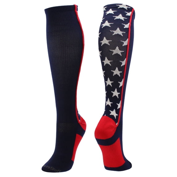 All Stars Over the Calf Socks (Navy/Scarlet/White, Large)