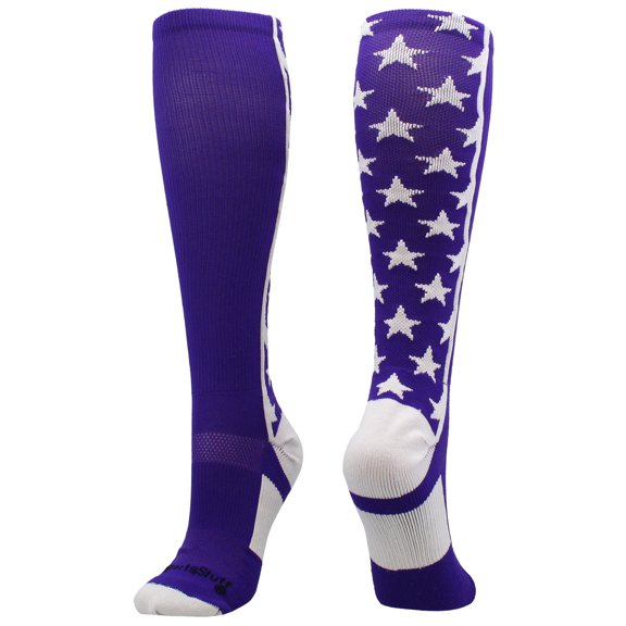 All Stars Over the Calf Socks (Purple/White, Small)