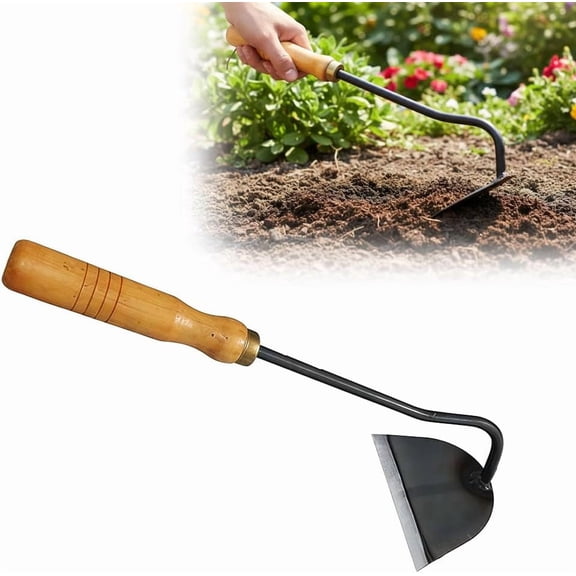 All-Steel Hardened Hollow Hoe, Hand-Forged Garden Weeding Tool, Portable Household Hoe for Loosening Soil, Digging & Planting Vegetables, Durable Farm & Home Gardening Rake (Black)