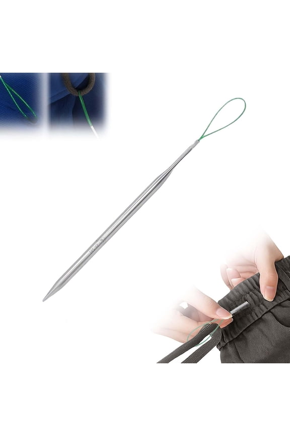 All-Steel Sewing Machine Threading Device for Waistband and Cuff - Trouser Hem Thread Guide for Jackets Coats Hoodies Sweaters - Manual Threader Tool for Home Sewing and Tailoring - 14.5cm