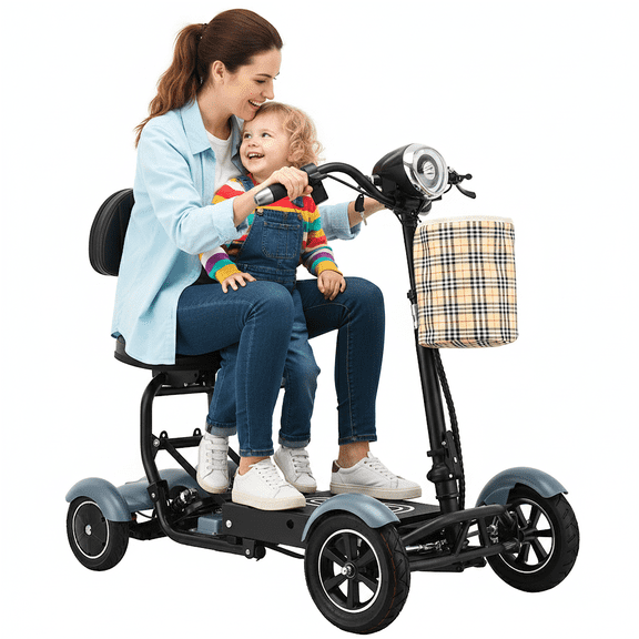 All Surfaces Mobility Scooter with Durable Aluminum Wheels , Smooth Ride with 3 Gear Shifts - Matte Sky Blue