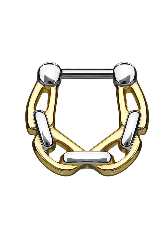 All Surgical Steel Septum/Cartilage Clickers with Linked Chain 14G - 16G