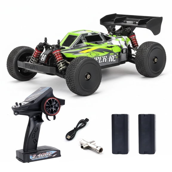 All Terrain 1:14 Scale 4WD Off Road High Speed RC Monster Truck, 35KM/H Fast Racing Car, Dual Batteries, Proportional Steering, LED Lights