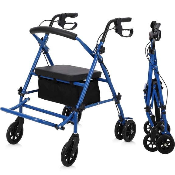 All-Terrain 2 in 1 Rollator Walker & Transport Chair,Walker Wheelchair Combo,Foldable Aluminum Rollator with Footrests,Transport Wheelchair and Rollator Walker Combo Lightweight, Adult Walkers