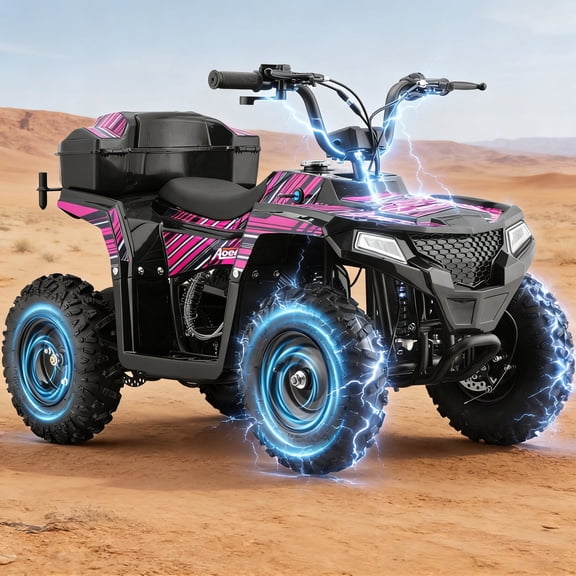 Arshin All-Terrain 4 & Wheelers,Powerful 15.5 mph Variable Speeds,25 Miles Range,Parent Control,Suspension,Disc Brake,Suspension,Perfect Gift(Pink)