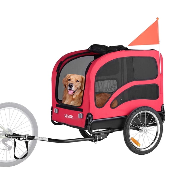 All-Terrain Bike Trailer for Dogs, Convertible Pet Stroller & Bicycle Carrier, Holds Up to 100 lbs, Easy Fold Design, Quick Release Wheel