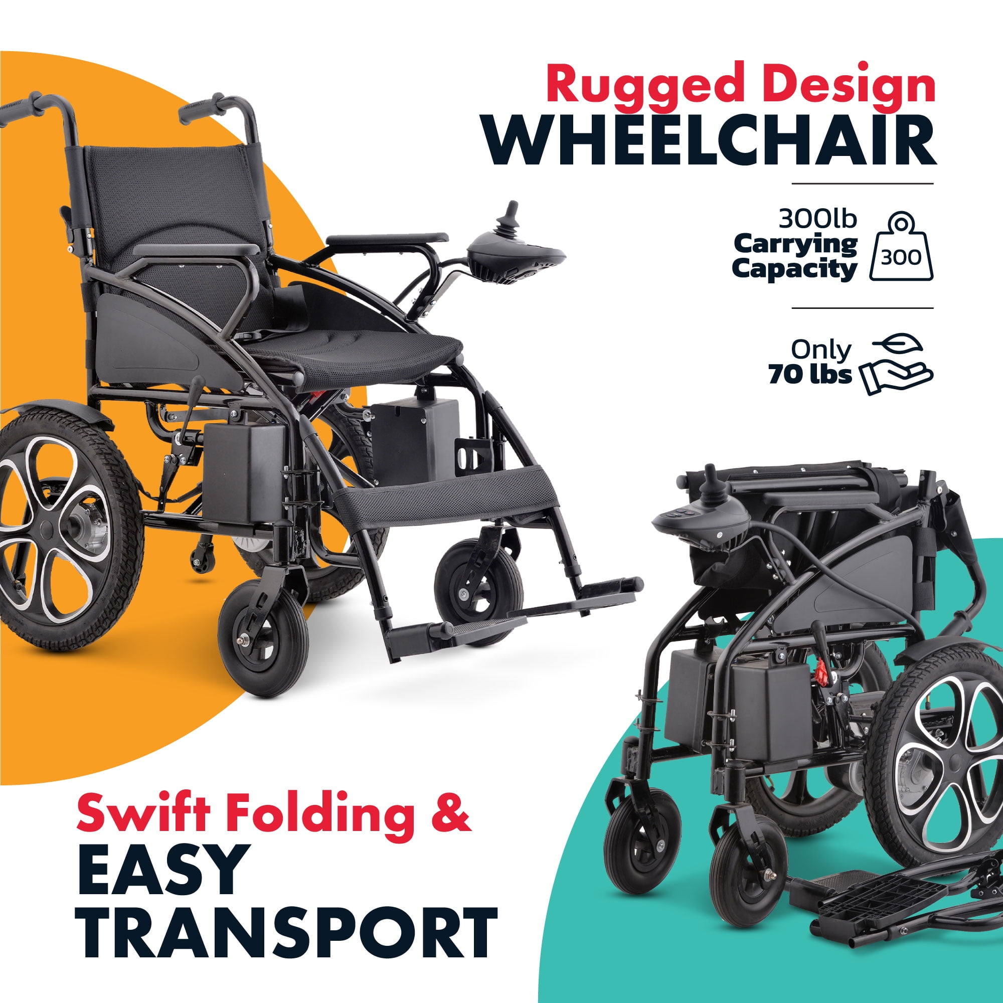 Rubicon All Terrain Foldable Electric Wheelchair for Adults
