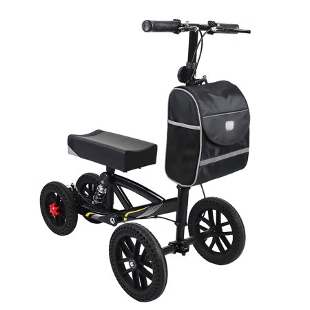 All Terrain Foldable Knee Scooter Walker - Economical Knee Walker for Foot Injuries, Compact Crutches Alternative - Black