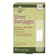 All Terrain Latex-Free Sheer Bandages, Absorbent Non-Stick Pad, 40 Count, Sterile