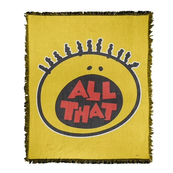 All That! Blanket, 50"x60" Logo Woven Tapestry Cotton Blend Fringed Throw Blanket