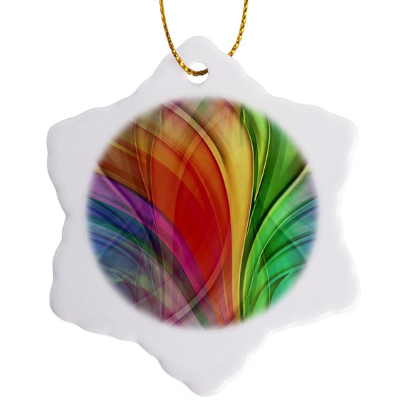All The Colors Of The Rainbow Reflections, 3 inch Snowflake Porcelain Ornament