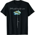 thumbnail image 1 of All The People Imagine Living Life In Peace Daisy Flower T-Shirt Black 4X-Large, 1 of 4