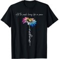 thumbnail image 1 of All The People Imagine Living Life In Peace Vintage Flower T-Shirt, 1 of 4
