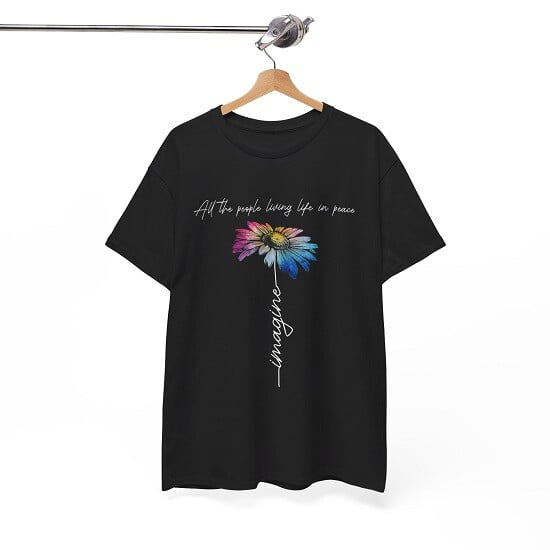 All The People Imagine Living Life In Peace Vintage Flower T-Shirt