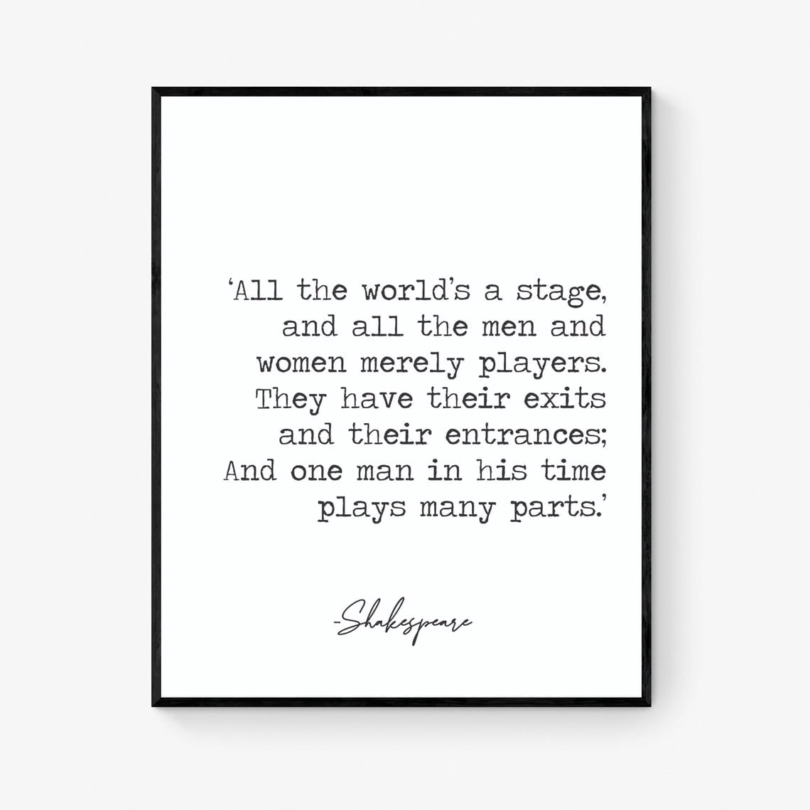 All The Worlds A Stage Wall Art Print, Shakespeare As You Like It ...