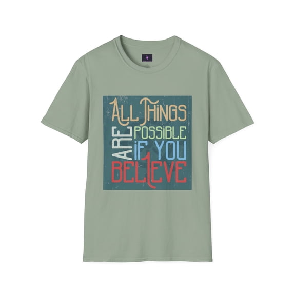 All Things Are Possible T-shirt, Light Blue, Unisex, S, Sage Color
