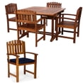 thumbnail image 1 of All Things Cedar TD72-20-B 5-Piece Teak Extension Patio Table Arm Chair Set | Blue Cushions - 50L x 50W x 29H, 1 of 5