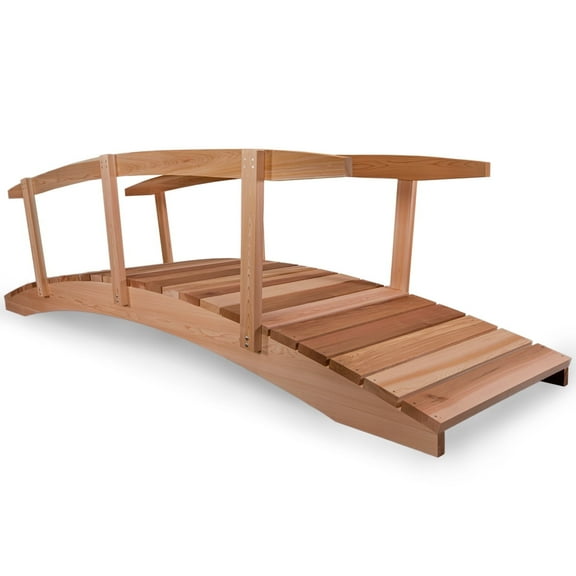 All Things Cedar FB144-R 12-ft Garden Wood Bridge with Side Rails - 142L x 38W x 38H
