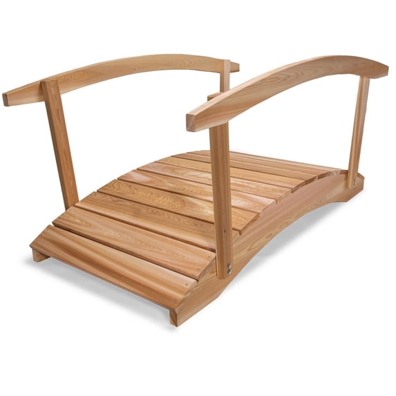 All Things Cedar FB72-R 6-Ft Cedar Wood Garden Bridge | Side Rails - 71L x 38W x 34H