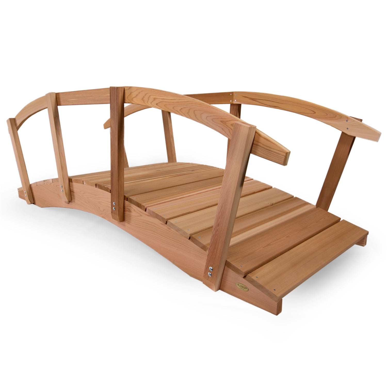 8-Ft Unfinished Cedar Garden Bridge with Side Rails