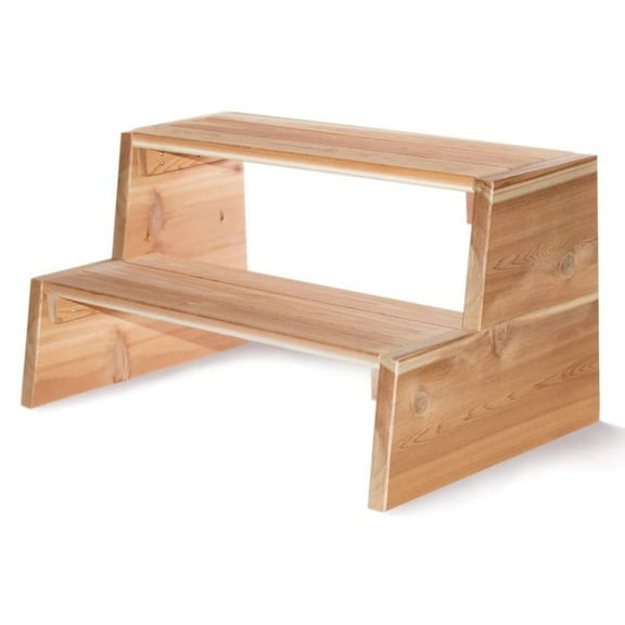 All Things Cedar HT34 Cedar Spa Steps | Premium Wooden 2 Step Stool - 32L x 21W x 14.5H