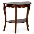 thumbnail image 1 of All Things Cedar Wood Half Moon Accent Console Table, Storage Shelf, Cherry, 1 of 9