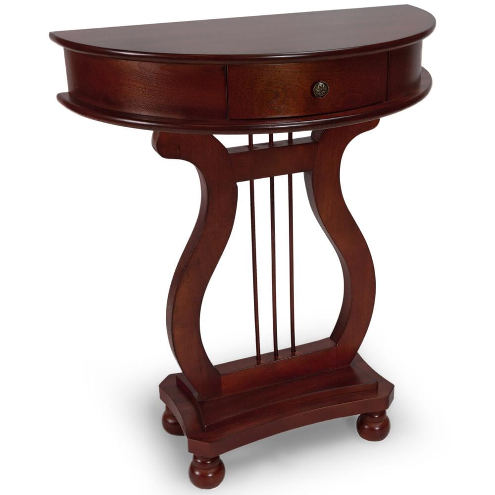 Cherry Wood Harp Table with Storage Drawer